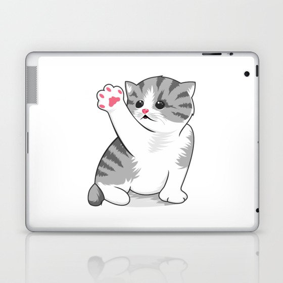 Cut Cat Rising a Hand Laptop & iPad Skin