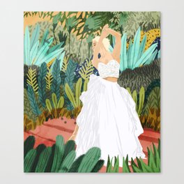 Forest Bride | Jungle Wedding Painting | Travel Solo | Blonde Woman Dancing Joy Canvas Print