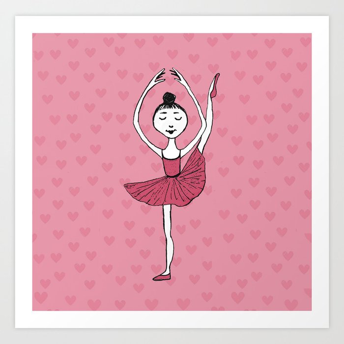 Ballet girl pink battement Art Print