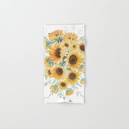 Loose Watercolor Sunflowers Hand & Bath Towel