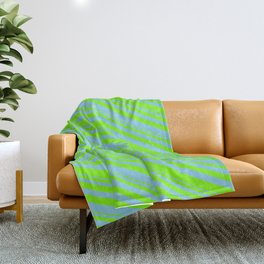 [ Thumbnail: Green & Sky Blue Colored Striped Pattern Throw Blanket ]