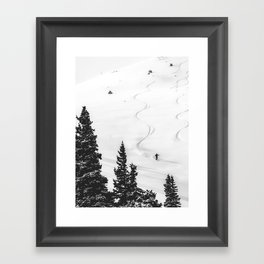 Backcountry Skier // Fresh Powder Snow Mountain Ski Landscape Black and White Photography Vibes Framed Art Print