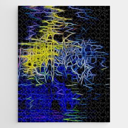 Abstract Neon Colors And Wavy Lines Jigsaw Puzzle