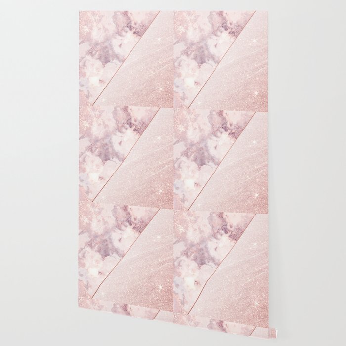 Girly blush pink faux rose gold marble
