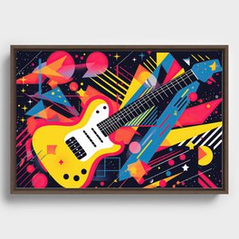 Retro Rock and Roll Memphis Design Framed Canvas
