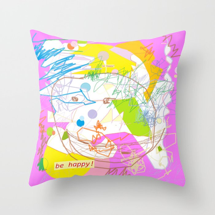 Be happy! Neon colors modern abstract  Throw Pillow