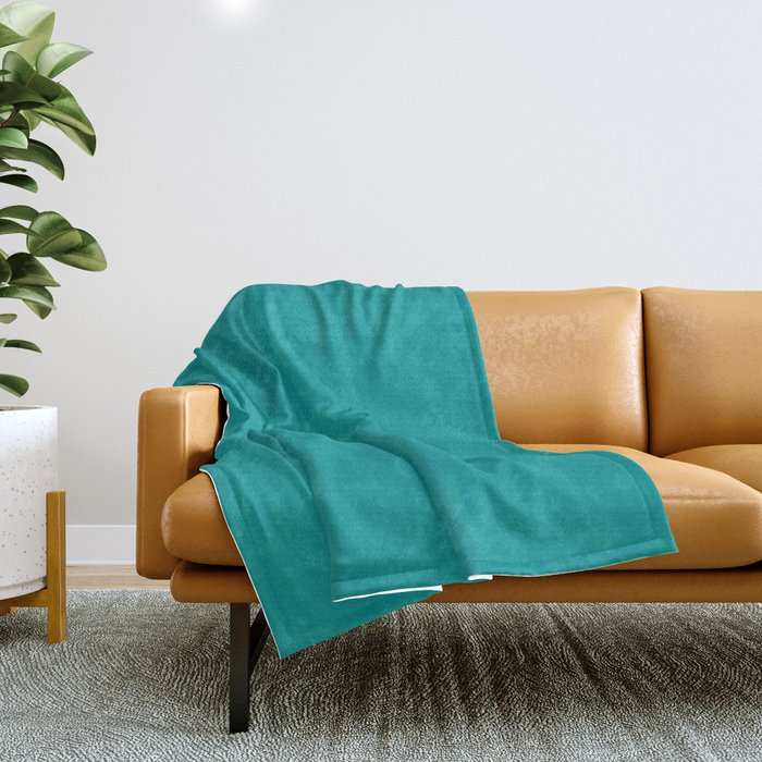 Dark Tropical Aquamarine Blue Green Solid Color Inspired by Behr Paradise Landscape P460-6 Throw Blanket