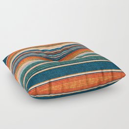 serape southwest stripe - orange & dark teal Floor Pillow