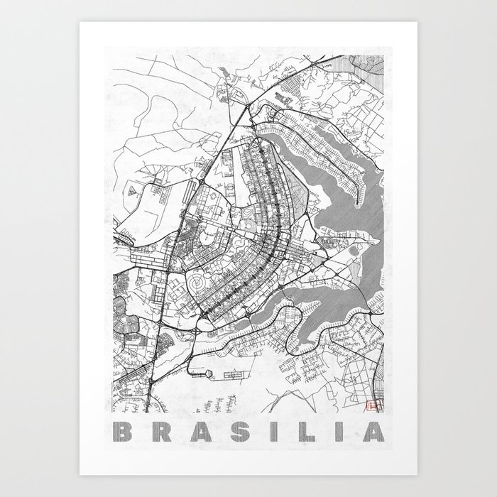 Brasilia Map Line Art Print