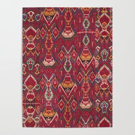 Antique Colorful Ikat Textile Poster