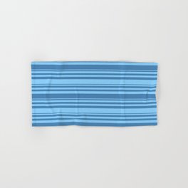 [ Thumbnail: Blue and Light Sky Blue Colored Lines Pattern Hand & Bath Towel ]