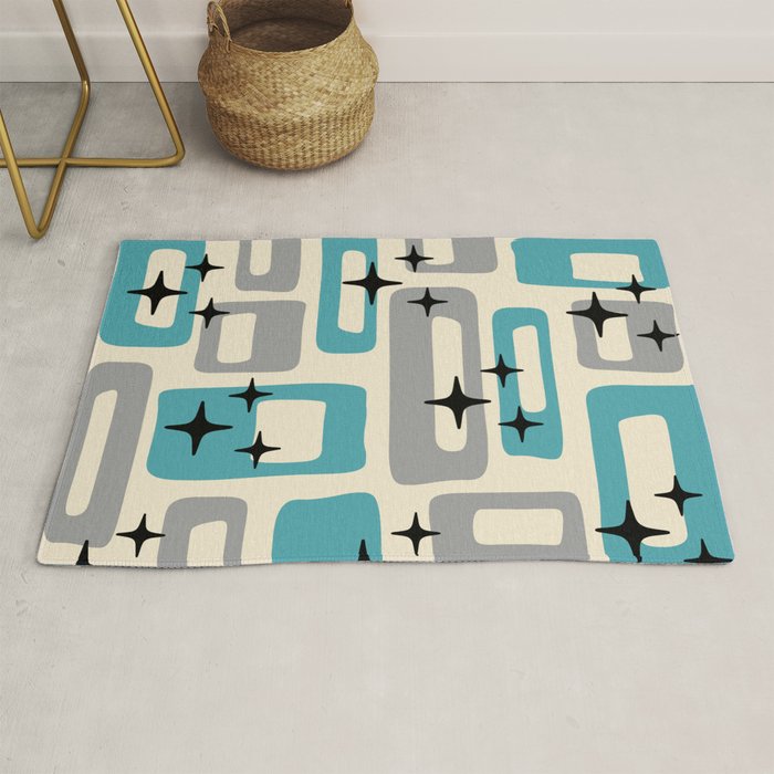Mid Century Modern Decoration MCM Kitsch 223 Blue and Gray Rug by Tony