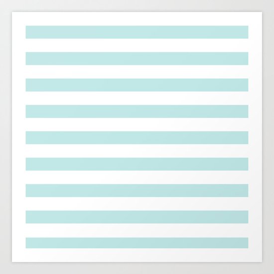 Simply Striped in Succulent Blue and White Art Print