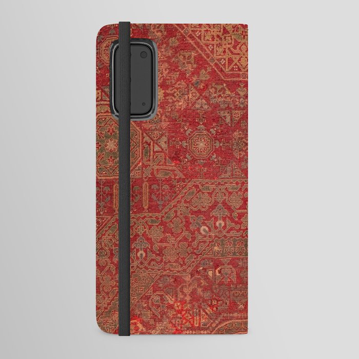 Bohemian Medallion II // 15th Century Old Distressed Red Green Colorful Ornate Accent Rug Pattern Android Wallet Case