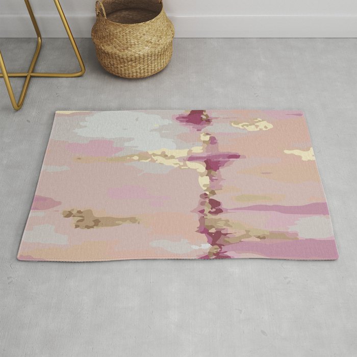 Pink and Gold Abstract Art Rug