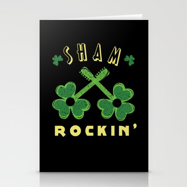 Guitar Sham Rocking Shamrock Saint Patrick's Day Stationery Cards
