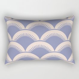 Japanese Fan Pattern Lavender and Beige Rectangular Pillow