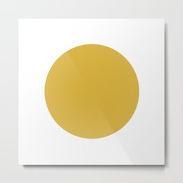 Perfection. Mustard Yellow Sun Dot on White Metal Print