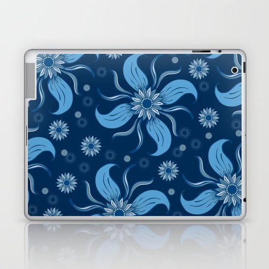 Floral Obscura Dark Blue Laptop & iPad Skin