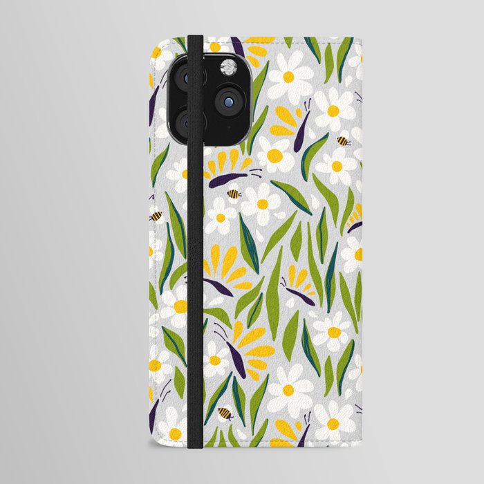 Bees and Summer Flowers iPhone Wallet Case