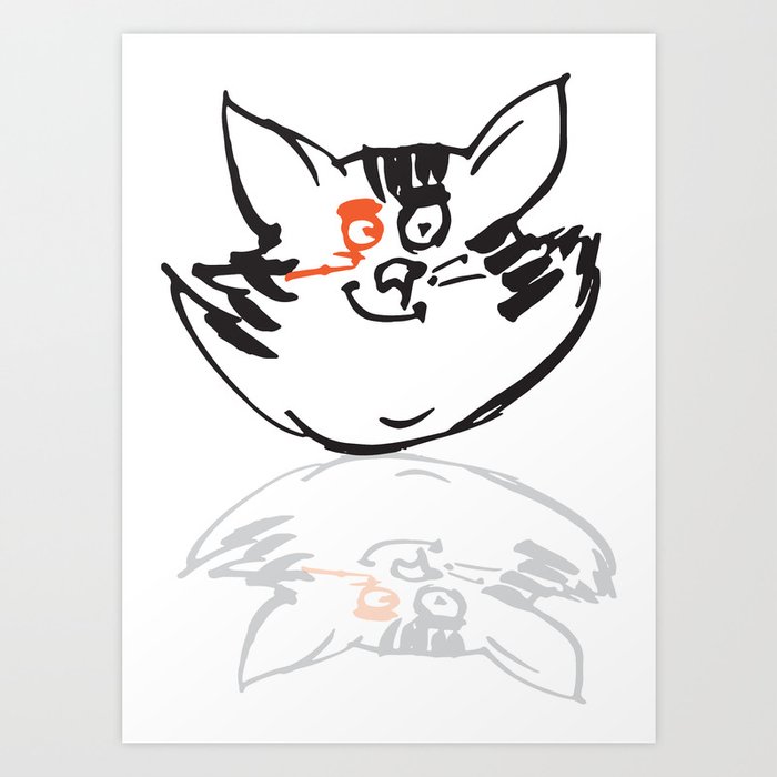 Cat with orange eye Art Print