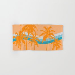 Orange Retro Minimalistic Vintage Palm Tree Design  Hand & Bath Towel