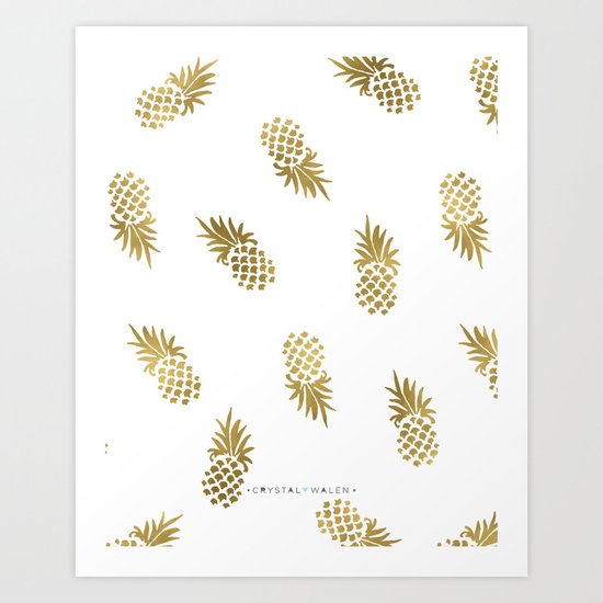 Gold Pineapples Art Print