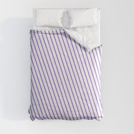 [ Thumbnail: White and Purple Colored Lines Pattern Comforter ]