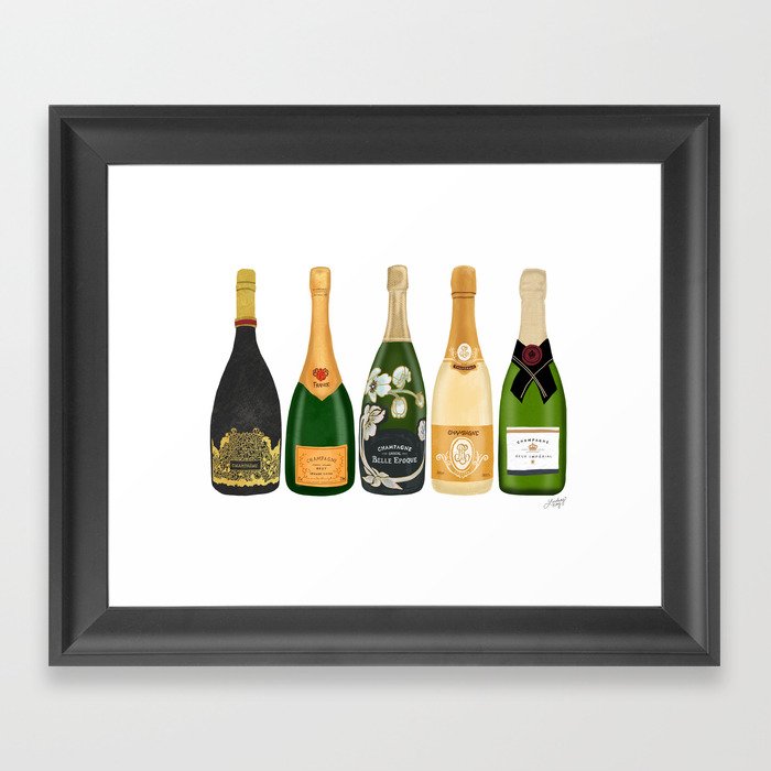 Champagne Bottles Framed Art Print by Lindsey Kay Co | Society6