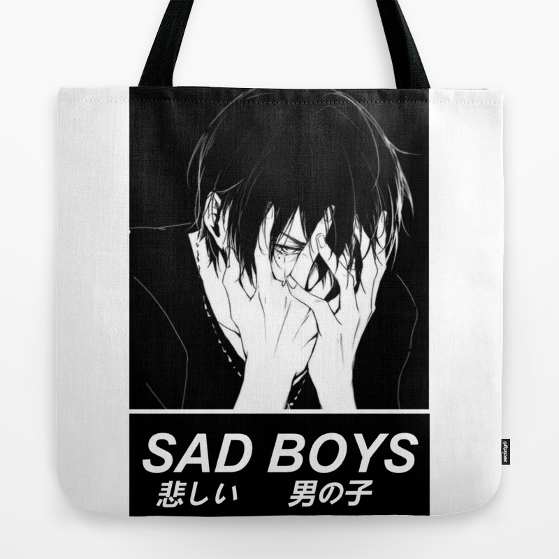 Sad Boys Sad Japanese Anime Aesthetic Tote Bag By Poser Boy