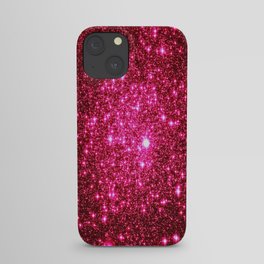 Hot Pink Glitter Galaxy Stars iPhone Case