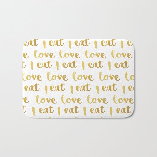 I love eat Golden Version pattern Bath Mat