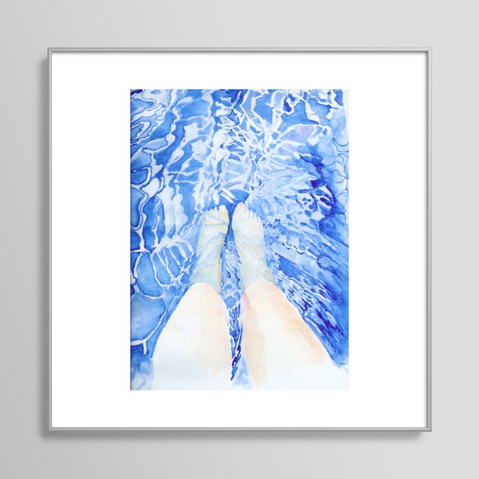 Feet in the pool Framed Art Print