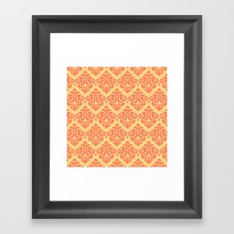 Victorian Gothic Pattern 545 Orange and Yellow Framed Art Print