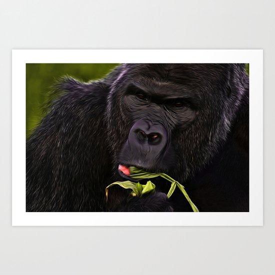 Gorilla Eating His Greens Art Print