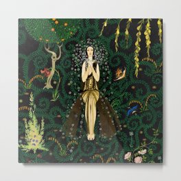 1921 Classical Masterpiece 'Flowers and Flames' by Kay Nielsen Metal Print | Women, Garlands, Goldenage, Woodland, Female, Artnouveau, Copenhagen, Magic, Goddess, Fantasia 
