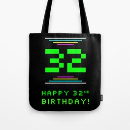 [ Thumbnail: 32nd Birthday - Nerdy Geeky Pixelated 8-Bit Computing Graphics Inspired Look Tote Bag ]
