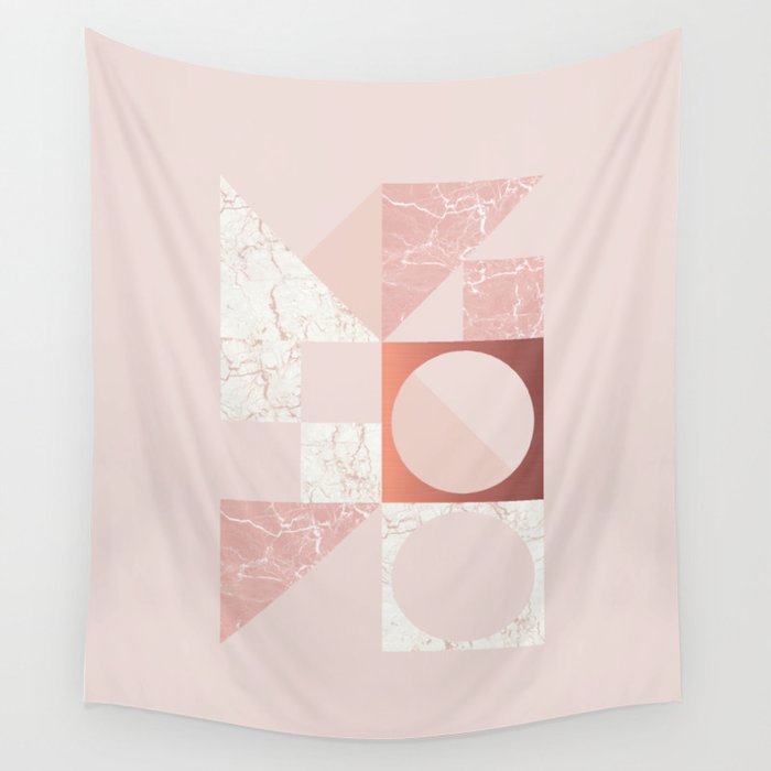 Marble Geometric Pink Wall Tapestry