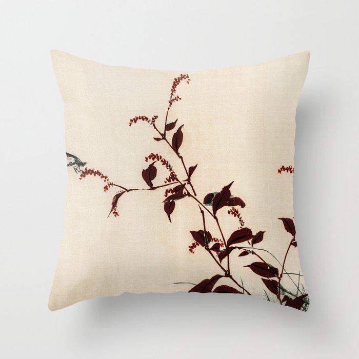 Dragonfly Traditional Japanese Wildlife Throw Pillow