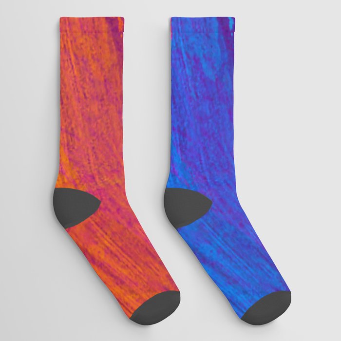 abstract splatter brush stroke painting texture background in purple blue red pink orange Socks