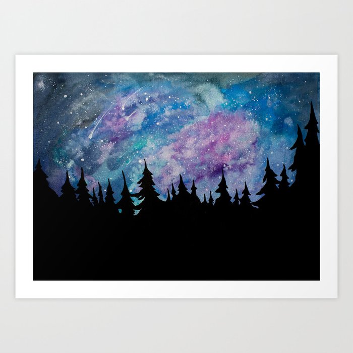 Galaxies and Trees Art Print
