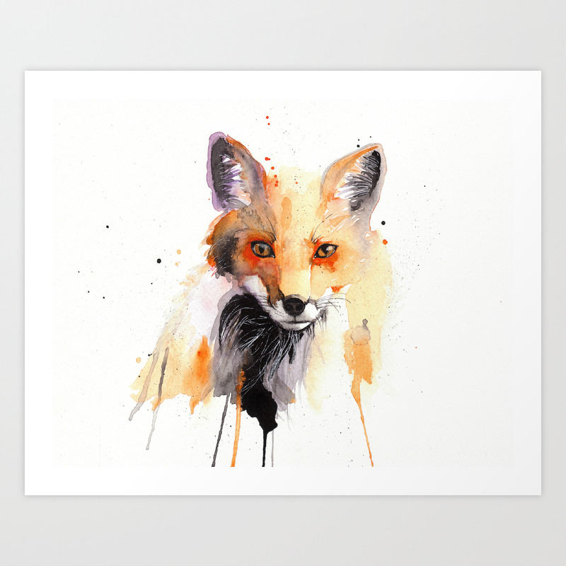 Watercolor Fox Art Print By Aspiredestroy Society6