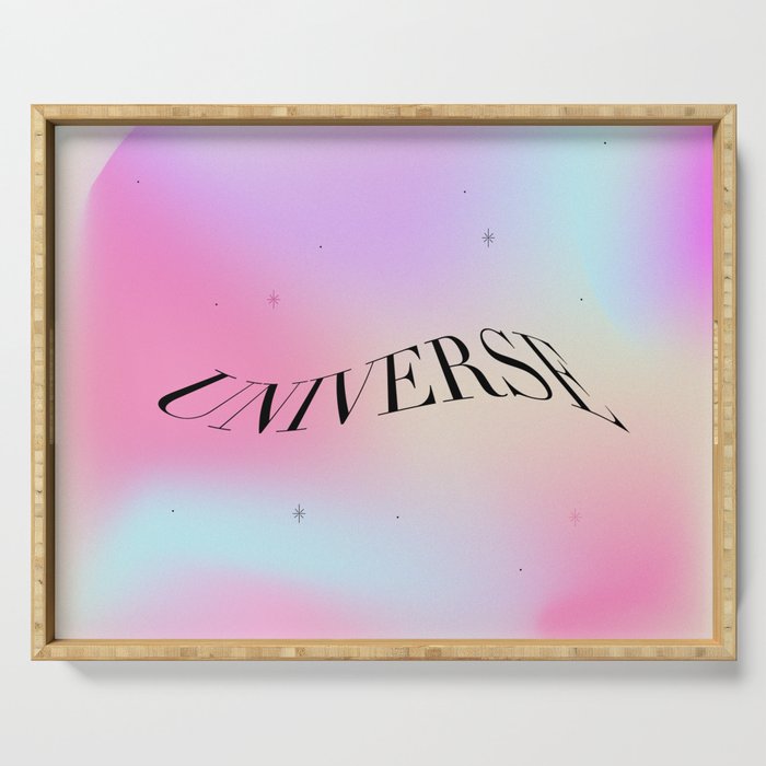 universe gradient psychedelic vintage abstract aura art Serving Tray