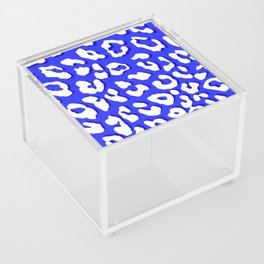 White Leopard Print Dark Blue Acrylic Box