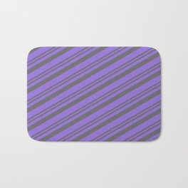 [ Thumbnail: Dim Grey and Purple Colored Pattern of Stripes Bath Mat ]