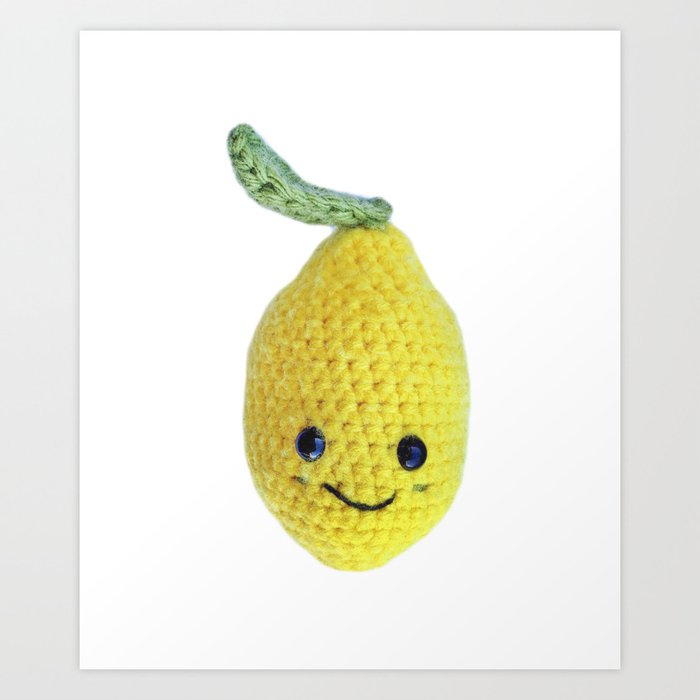 Cute Yellow Lemon Amigurumi Character Art Print