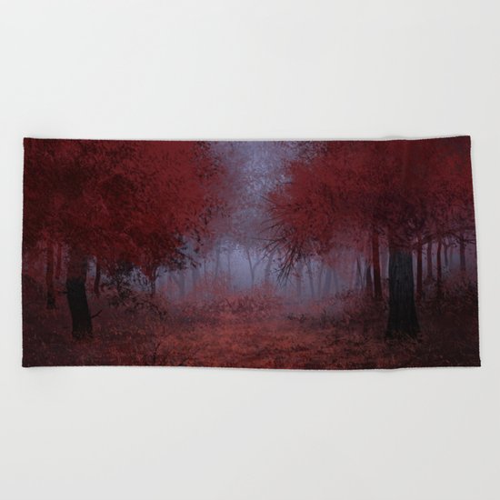 red forest Beach Towel