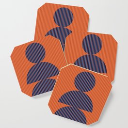 Abstraction Shapes 108 in Vintage Navy Orange (Moon Phases Abstract)  Coaster