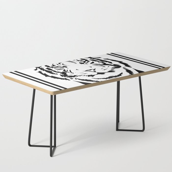 Black and white tiger head with lines Coffee Table