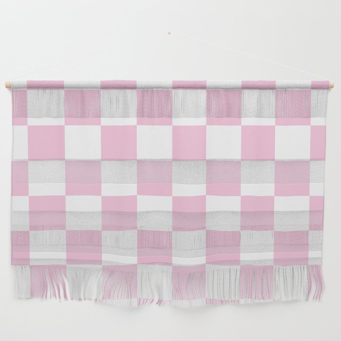 Pale Pink Checkerboard Pattern Palm Beach Preppy Wall Hanging